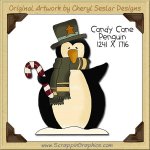 Candy Cane Penguin Single Clip Art Graphic Download