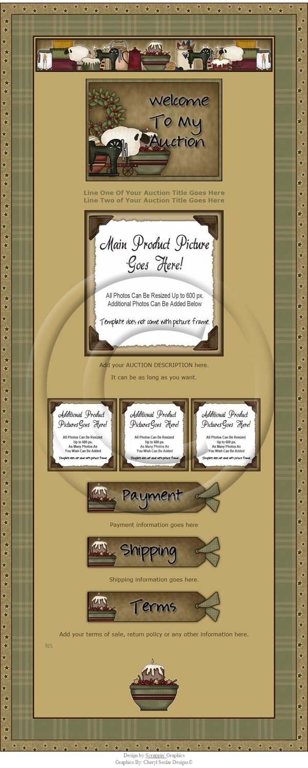 Prim Wishes Green Auction Template - Click Image to Close