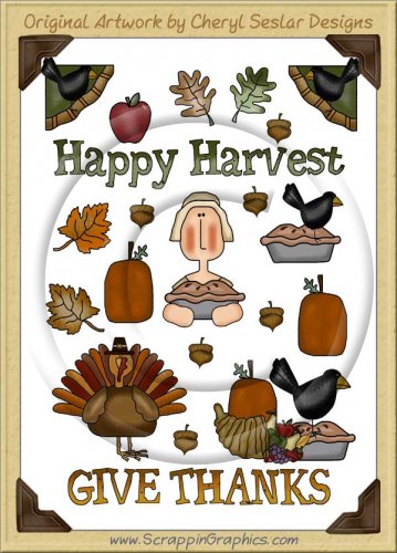 Reseller -Happy Harvest Sticker Page Clip Art Graphics