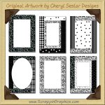 Trendy Black Card Frames Collection Printable Craft Download