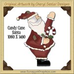 Candy Cane Santa Single Graphics Clip Art Download